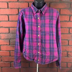 Dakota by Five Brothers Womans Large Purple Plaid Button‎ Down Shirt – Casual